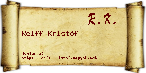 Reiff Kristóf névjegykártya